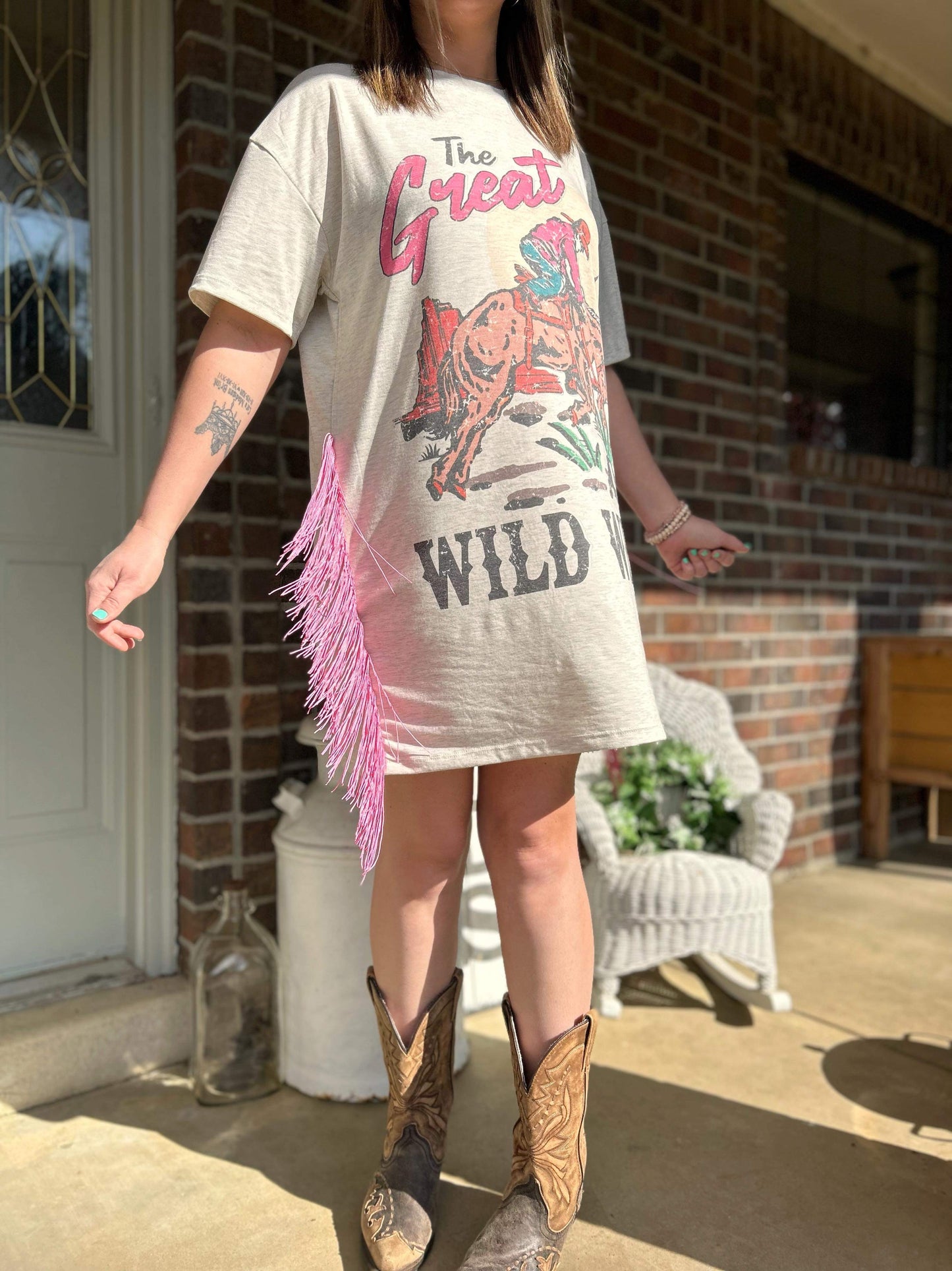 Wild West T Shirt Dress- no fringe